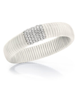 Wide Stretch White Ceramic Bracelet