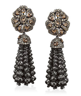 Brown and Black Diamond Tassel Earrings