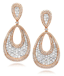 Diamond Open Racket Drop Earrings