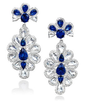 Rose-Cut Sapphire and Diamond Drop Earrings