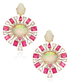 Opal and Spinel Drop Earrings