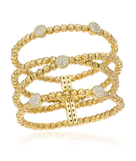 Yellow Gold Hammered Wide Cuff