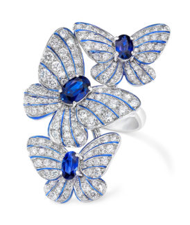 Butterfly Ring with Sapphires and Diamonds