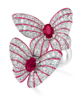Butterfly Ring with Rubies and Diamonds