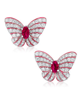 Butterfly Earrings with Rubies and Diamonds