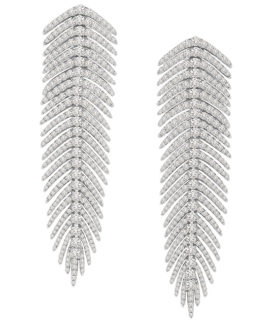 White Gold Medium Feather Drop Earrings