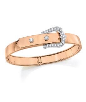 Rose Gold Buckle Bangle with Diamonds