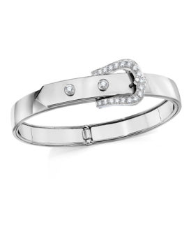 White Gold Buckle Bangle with Diamonds