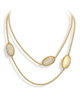 Beaded Yellow Gold and Diamond Necklace