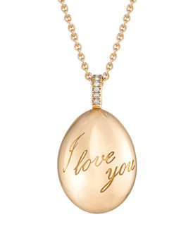 Simple I Love You Yellow Gold Pendant