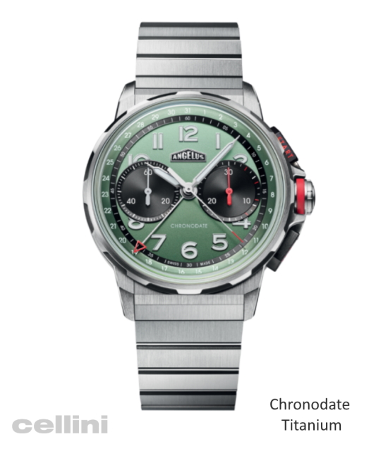 Angelus - CHRONODATE Titanium Green Dial Ti Brac