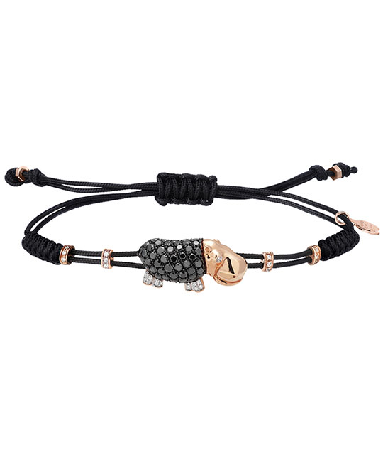 Hippo Bracelet with Black and White Diamonds
