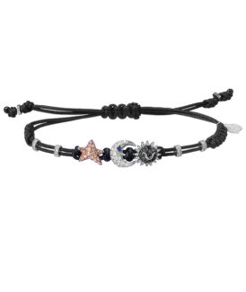 Sun, Moon and Stars Bracelet with White, Brown and Black Diamonds