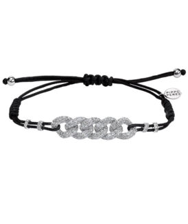 White Diamond Gourmette Chain Links Bracelet
