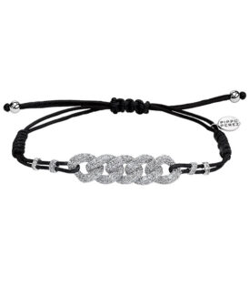 White Diamond Gourmette Chain Links Bracelet