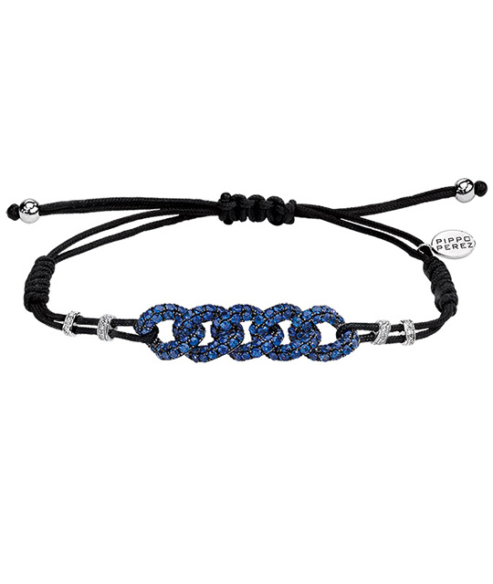 Blue Sapphire Gourmette Chain Links Bracelet