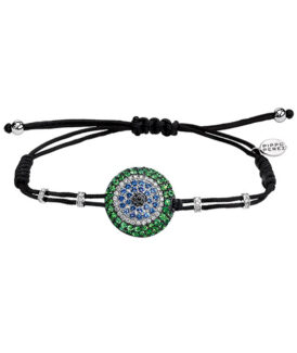 Large Tsavorite & Sapphire Evil Eye Bracelet