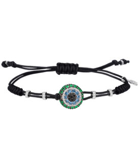 Small Tsavorite & Sapphire Evil Eye Bracelet