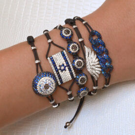 5 Blue Sapphire Evil Eyes Bracelet