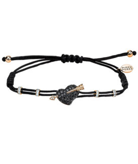 Black Diamond Heart and Arrow Bracelet