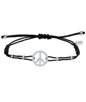 White Diamond Peace Sign Bracelet