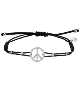 White Diamond Peace Sign Bracelet