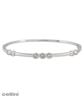 White Gold Stackable Bangle With Bezel-Set Diamonds Bangle