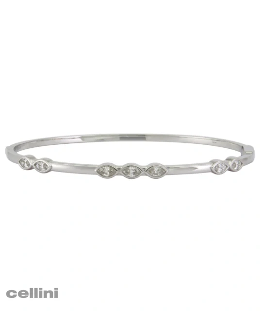 White Gold Stackable Bangle With Bezel-Set Diamonds Bangle