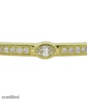 Yellow Gold Stackable Bangle With Bezel-Set Diamonds