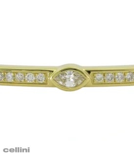 Yellow Gold Stackable Bangle With Bezel-Set Diamonds