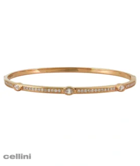 Rose Gold Stackable Diamond Bangle With Bezel-Set Diamonds