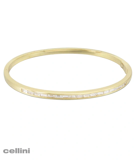 Cellini Yellow Gold Stackable Bangle With Baguette Diamonds