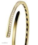 Crivelli Yellow Gold And Diamond Single Row Pave Bypass Bangle 4444NS