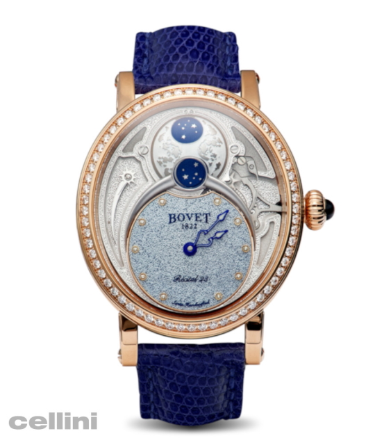 Bovet Récital 23 Rose Gold Blue Dial Diamond Set Womens Watch