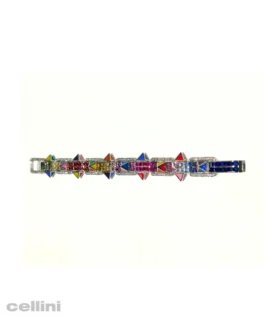 White Gold Diamond And Multi Colored Sapphire Bracelet