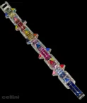 White Gold Diamond And Multi Colored Sapphire Bracelet