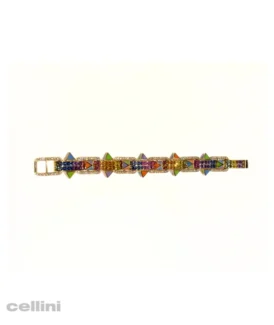 Yellow Gold Diamond And Multi Colored Sapphire Bracelet