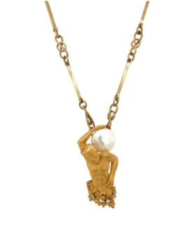 Carrera y Carrera Yellow Gold Atlas Pendant with Diamond and Pearl