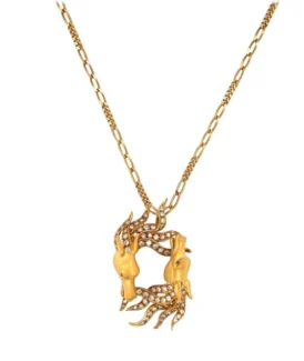Carrera y Carrera Yellow Gold Diamond Double Horse Pendant