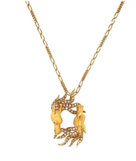 Carrera y Carrera Yellow Gold Diamond Double Horse Pendant