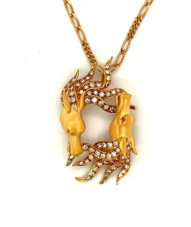 Carrera y Carrera Yellow Gold Diamond Double Horse Pendant