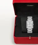 Cartier - TANK Française watch - Medium Stainless Steel Watch with Diamonds W4TA0021