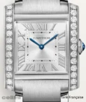 Cartier - TANK Française watch - Medium Stainless Steel Watch with Diamonds W4TA0021