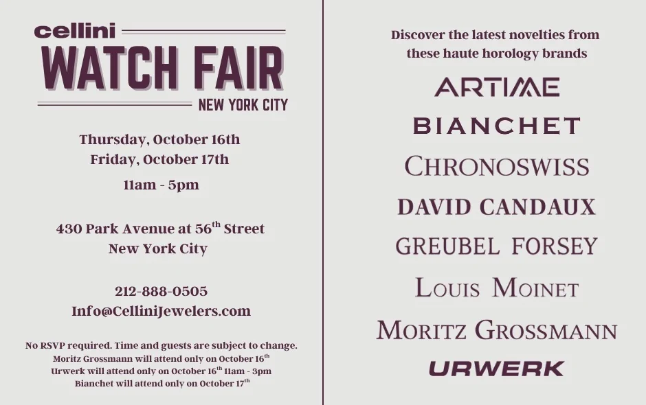 Cellini Jewelers New York City Watch Fair