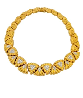 Chaavae Platinum and Yellow Gold Diamond Collar Necklace