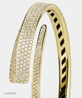 Crivelli - Bangle Yellow Gold And Diamond Full Pave Bypass 4537NS