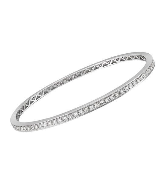 White Gold Stackable Bangle with Diamonds