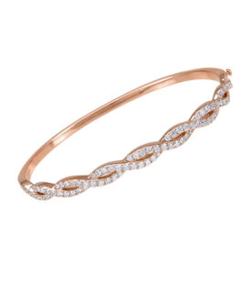 Rose Gold Diamond Twist Bangle Bracelet