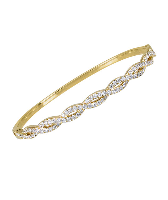 Yellow Gold Diamond Twist Bangle Bracelet