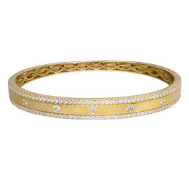 Yellow Gold Cuff Bangle with Diamonds